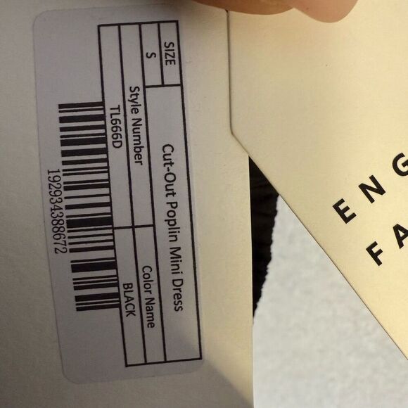 English Factory Women's Small Black Poplin Cut Out Mini Dress Babydoll - Picture 6 of 7